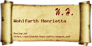 Wohlfarth Henrietta névjegykártya